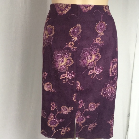 NWT Vintage Clio Floral Suede Skirt Size 10 - Picture 1 of 7